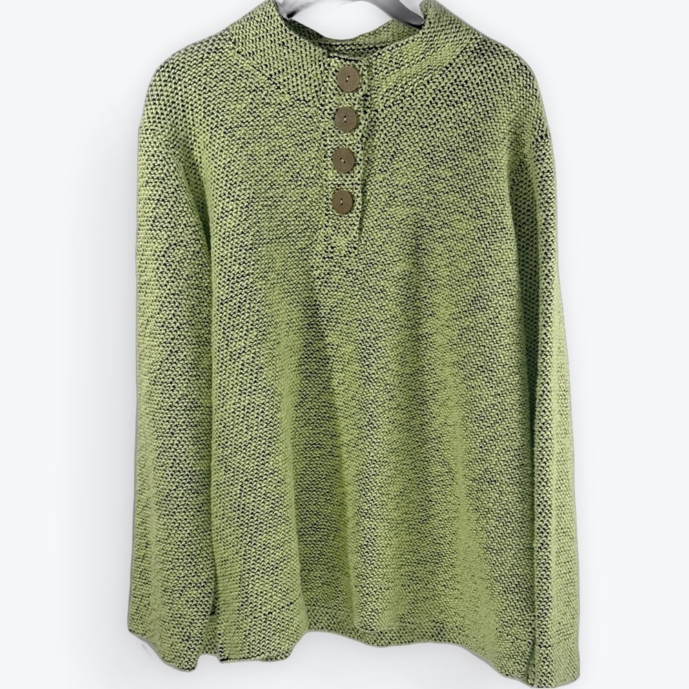 Chic Lime Green Knit Sweater with Buttons
